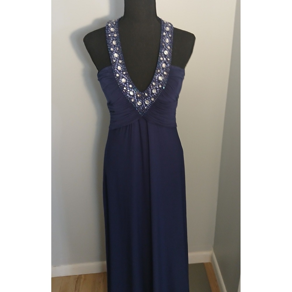 Dressbarn Collection EveningGown Halter Sz8 Deep PurpleSpecial‎ EventRhinestones
